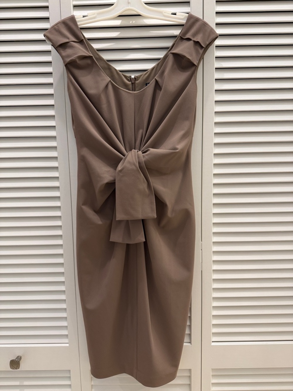 Magaschoni Taupe Knot-Waist Midi Dress